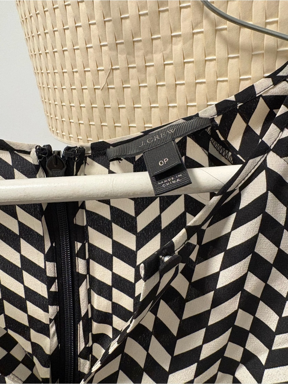 J. Crew Black and Cream Geometric Midi Dress